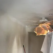 Ceiling drywall and light fitting during interior finishing