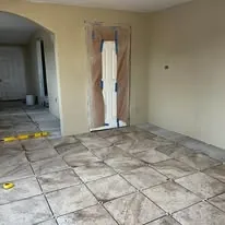 Tile floor completed across an open room